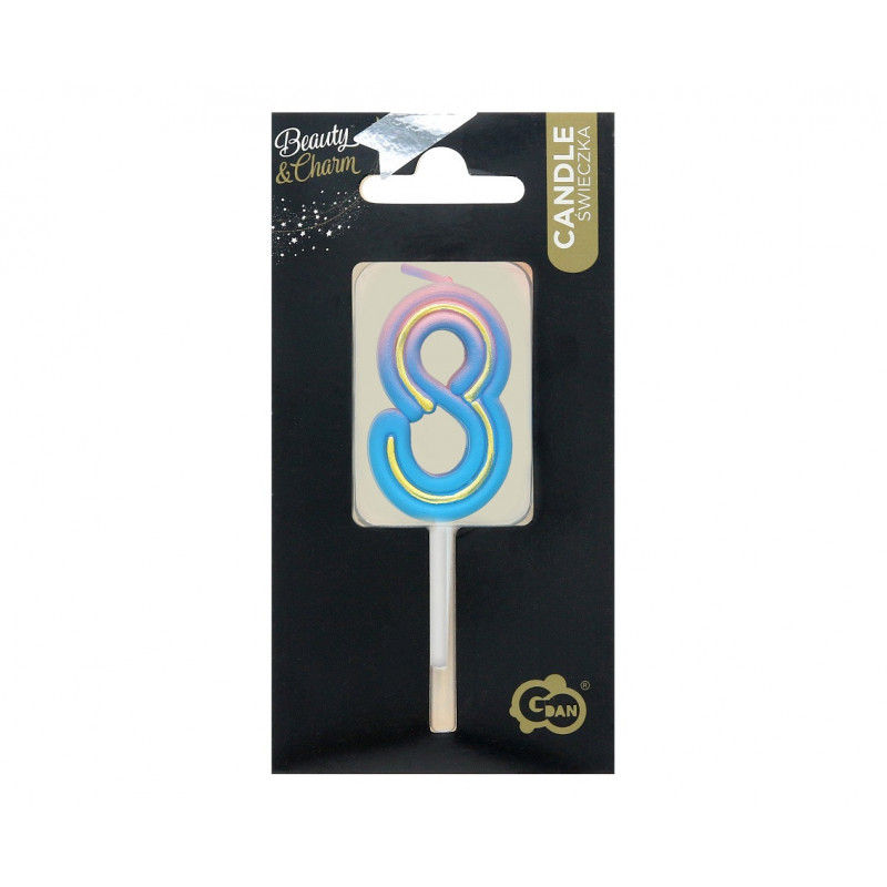 Świeczka cyferka Neon 8 Ombre 4,5 cm