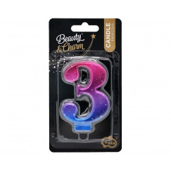 Świeczka cyferka Night Sky 3 Ombre 8 cm