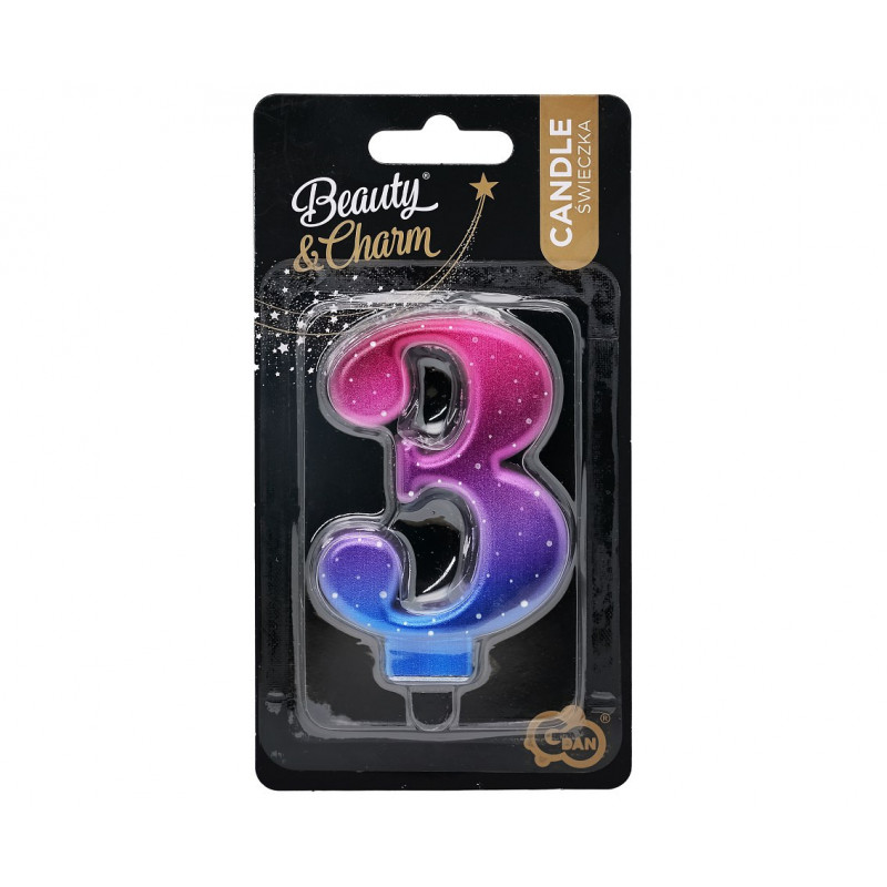 Świeczka cyferka Night Sky 3 Ombre 8 cm