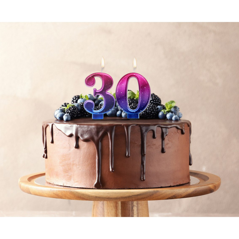 Świeczka cyferka Night Sky 0 Ombre 8 cm