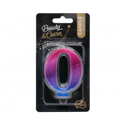 Świeczka cyferka Night Sky 0 Ombre 8 cm