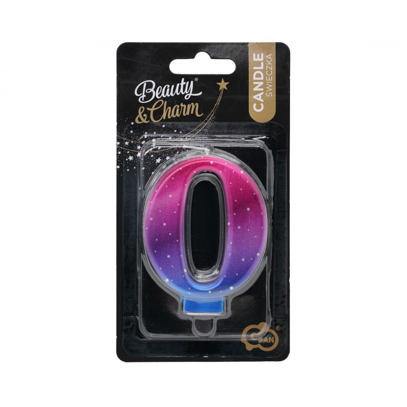 Świeczka cyferka Night Sky 0 Ombre 8 cm