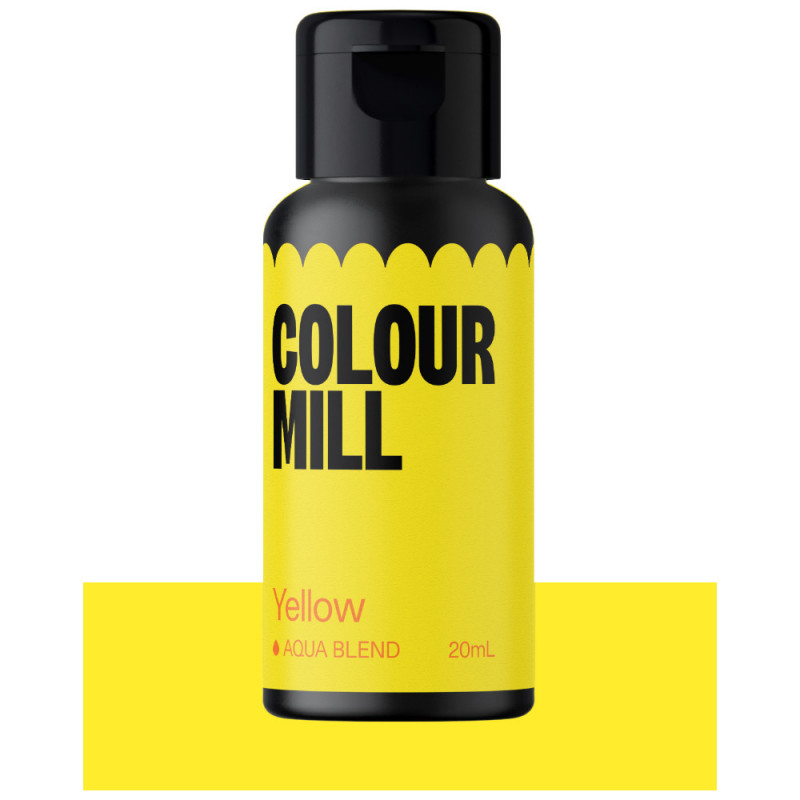 Barwnik Colour Mill Aqua Blend 20ml do lukru, bez, makaroników YELLOW Żółty