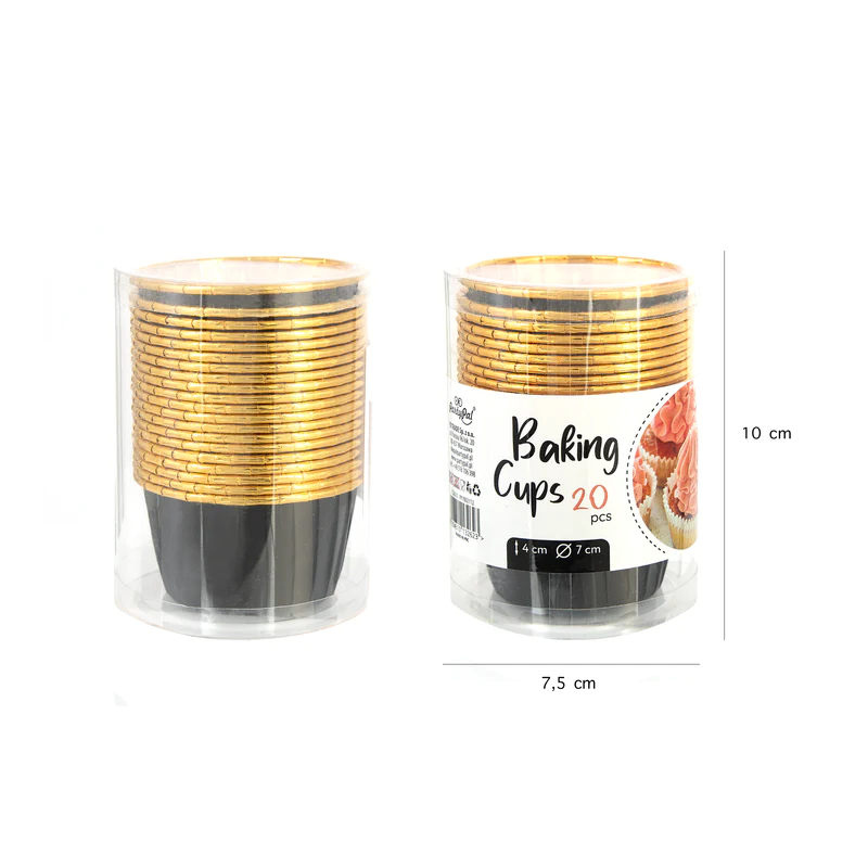 Cupcake betétek 20 db Fekete és arany
