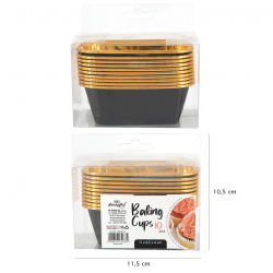 Foremki keksówki 10 szt Złoto czarne 8x4 cm