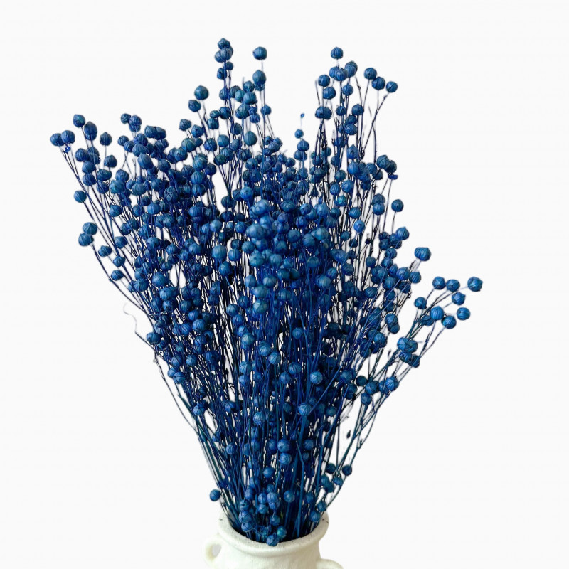 Dried flowers Cake decoration Tinsel Flax navy blue 10 sprigs