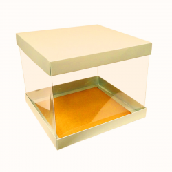 Opakowanie na tort 30x30x25 cm Pudełko wysokie ZŁOTE