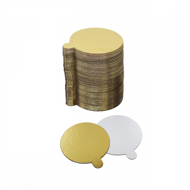 Gold round dessert tray 10 cm - 100 pcs