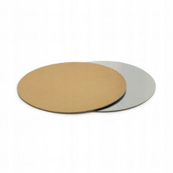 Podkład pod tort złoty/srebrny cienki 30 cm - 10 szt.
