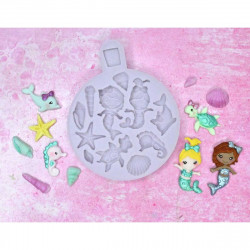 Silicone mold Karen MINI MERMAID shells dolphin seahorse turtle