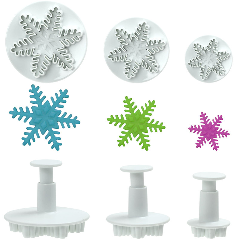 Формочки для печива SNOWFLAKE з плунжером, 3 шт.