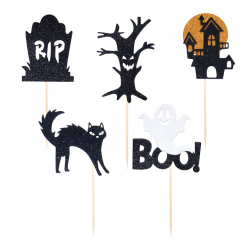 Pikery Halloween 5 szt. Brokatowe