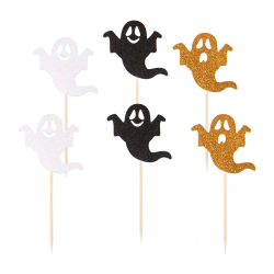 Halloween Zápichy 6 ks. Třpytivé duchy