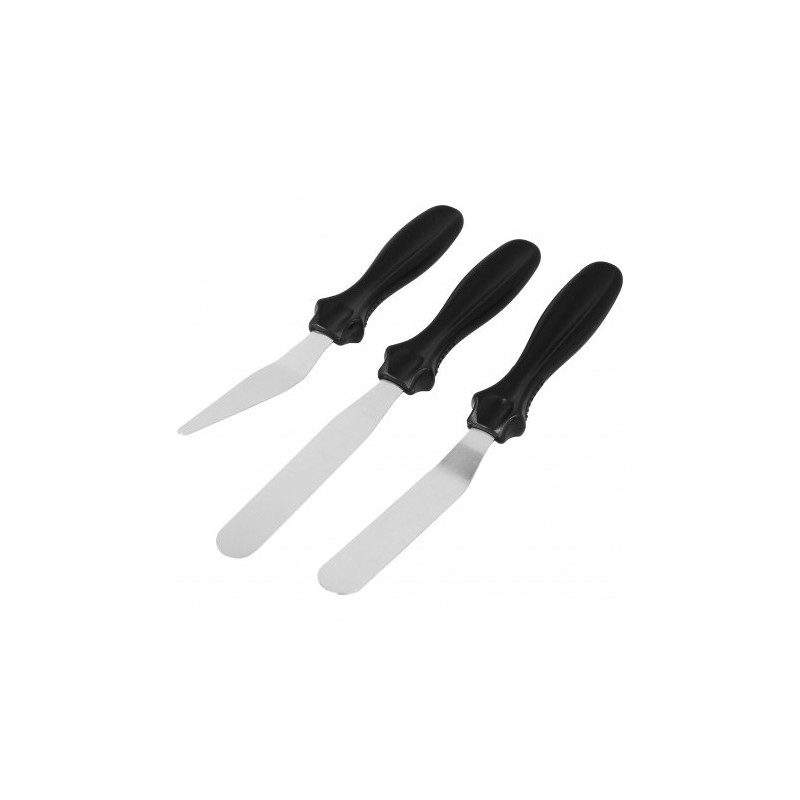 Spatel, 3-teilig, glatt und gebogen, 23 cm