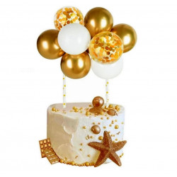Balonowy topper Złote Białe 10 szt Balony