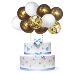 Balonowy topper Złote Białe 10 szt Balony