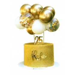 Balonowy topper Złote Białe 10 szt Balony