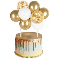 Balonowy topper Złote Białe 10 szt Balony