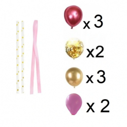 Balonowy topper Różowe Złote 10 szt Balony