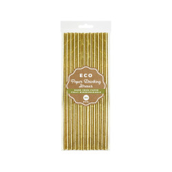 Papierstrohhalme 10 Stk. Goldmetallische Kreise Papierstrohhalme 10 Stk. Goldmetallische Kreise