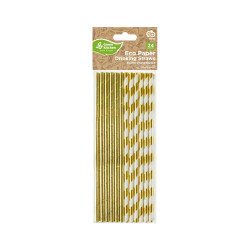Papierstrohhalme 10 Stk. Goldmetallische Kreise
