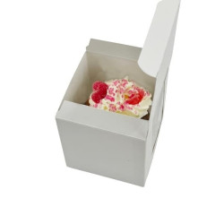 Box für 1 Cupcake WHITE mit Fenster 10 Stück.