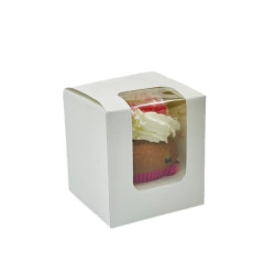 Box für 1 Cupcake WHITE mit Fenster 10 Stück.