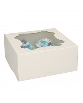 Opakowanie na 4 babeczki BIAŁE z oknem 25 szt