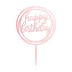 Topper Happy Birthday KOŁO Akryl różowe złoto