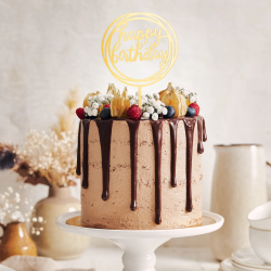 Topper Happy Birthday Acryl złoty Topper Happy Birthday Acryl złoty