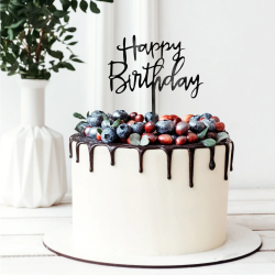 Topper Happy Birthday Akryl czarny 13 cm