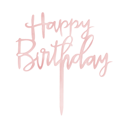 Topper Happy Birthday Akryl różowe złoto 13 cm