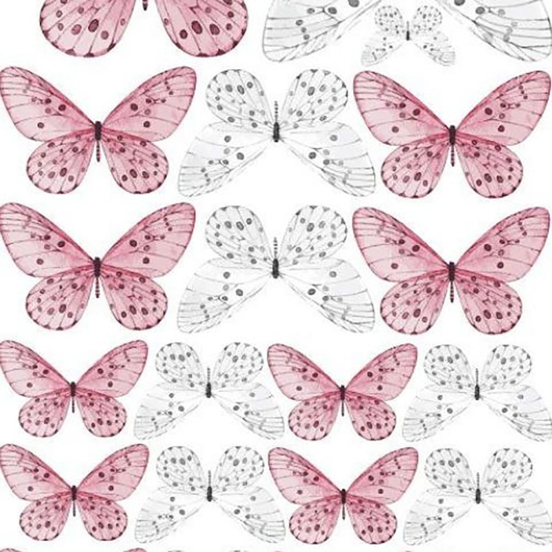 Motyle waflowe CC Różowe i Białe 22 szt Delicate Pink