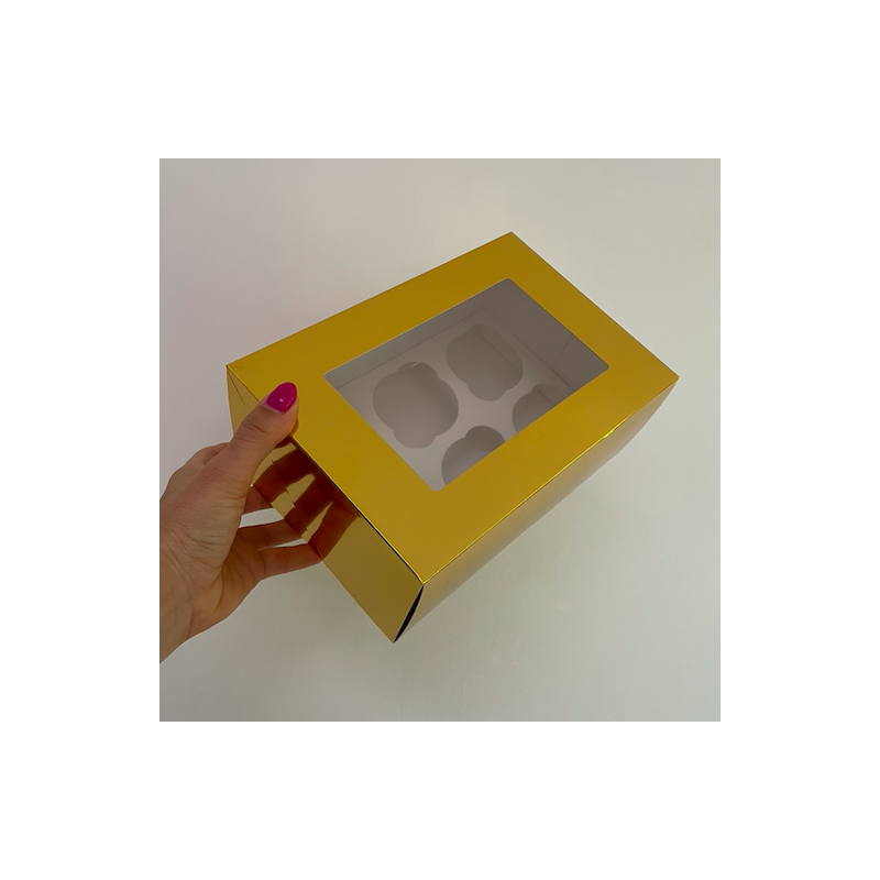 Package for 6 GOLD cupcakes, height 10,5 cm