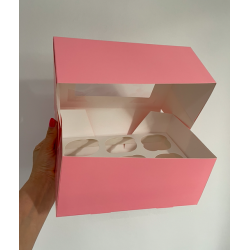 Opakowanie na 6 babeczek RÓŻOWE wys. 10,5 cm