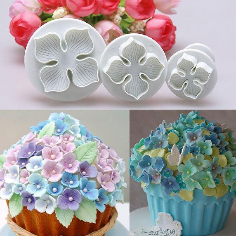 Die cutters with a plunger, 3 pcs. Hydrangea