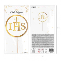 Topper KOMUNIA IHS Ozdoba na tort 13 cm