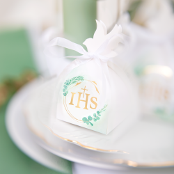 COMMUNION boxes, 6 pcs. Gold eucalyptus