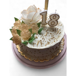 FLOWER WITH WHEEL Pastella Rose 12 cm gold border