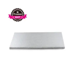 Podkład pod tort 12 mm SZTYWNY prostokątny 35x45 cm SREBRNY Decora