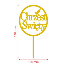 Topper PC Chrzest Święty koło Akryl złoty