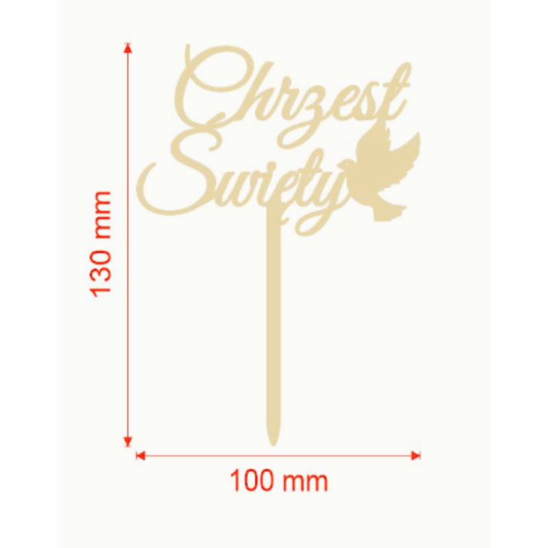 Topper PC Heilige Taufe Taube Acryl Gold