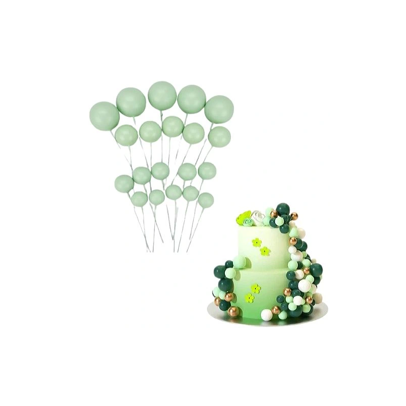 Topper KOULE světlé zelené lesklé dekorace na dort 20 ks