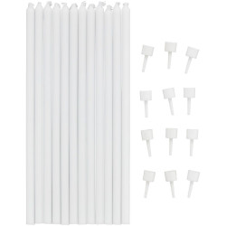 Świeczki Wilton 12 szt. BIAŁE z podstawkami 14 cm