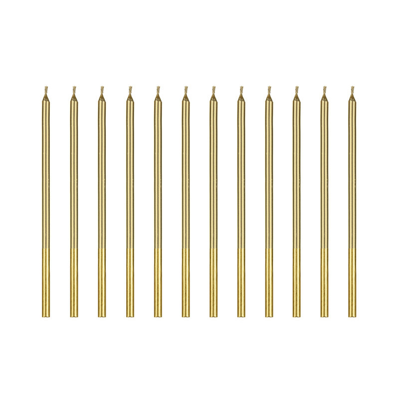 PD vysoké svíčky zlaté 12 ks. Elegantní 14 cm