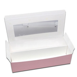 Pudełko kartonik na makaroniki DUŻE 20x9 cm + wkładka Różowe