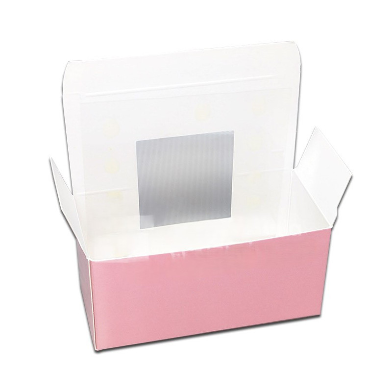Malá kartónová krabička na makrónky 10x4,5 cm ružová