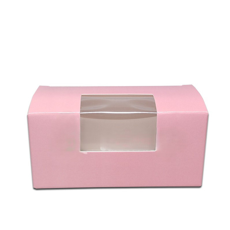 Malá kartónová krabička na makrónky 10x4,5 cm ružová