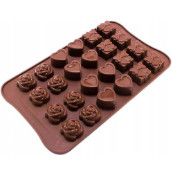 Szilikon forma PRALINÉK Csokoládé Rózsa Szív Ajándék 24 nyílással