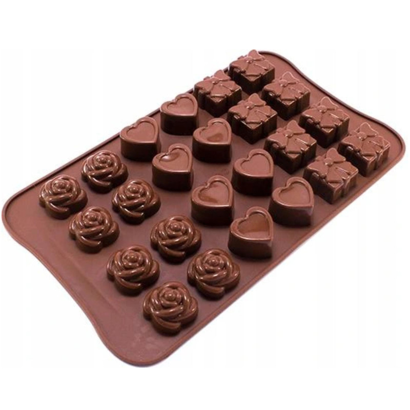 Silikonform Pralinen, Pralinen, Rosenherz, Geschenk, 24 Mulden